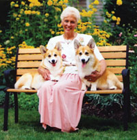 Anne Bowes with Pembrokee Welsh Corgis