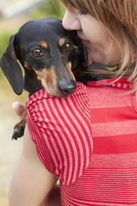 Sandy victim with dog