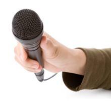 Hand with microphone