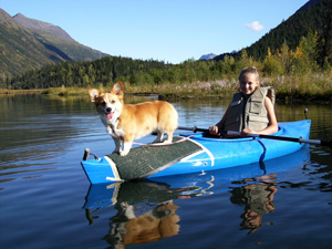 Kara kayaking with Ivy